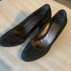 Aquatalia Women's Black Suede Slip on Pumps Block Heel Shoes Black Size 10